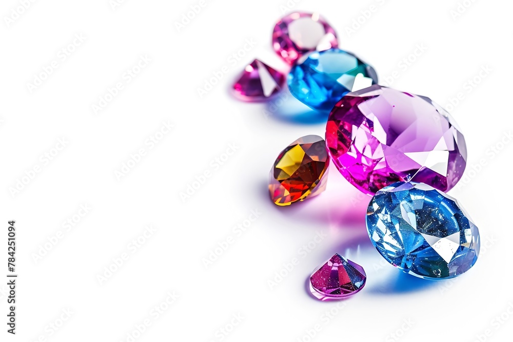 Poster generative ai : bright gems isolated on a white background