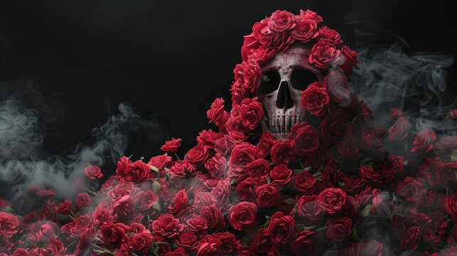 Scary images, scrary wallpaper, A scary ghost on white Red rose flowers, scary on black background,