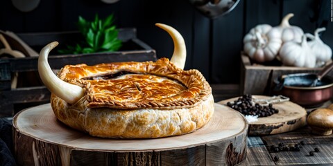 Cow Pie - Fresh Beef Pie With Horns