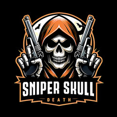 illustration design logo a sniper skull