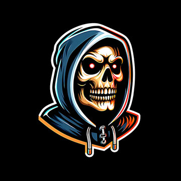 illustration design logo a  skull with hoodie