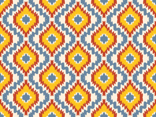 Fototapeta premium backgroundIkat Flower Pattern Ethnic Geometric native tribal boho motif aztec textile fabric carpet mandalas African