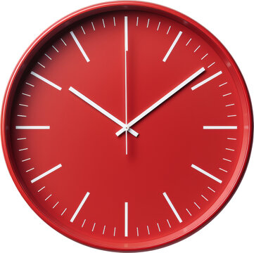 red clock isolated on white or transparent background,transparency