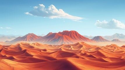 Naklejka premium Climate Change: A 3D vector illustration of a desert landscape expanding into once fertile land