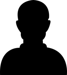 Avatar icon in fill style. User avatar of  male. Silhouette profile symbol. Anonymous user portrait. Profile picture isolated on transparent background. Person silhouette that can be used in design.