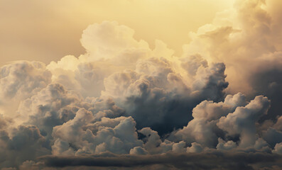 Yellow cloud scape background at sunrise time - obrazy, fototapety, plakaty