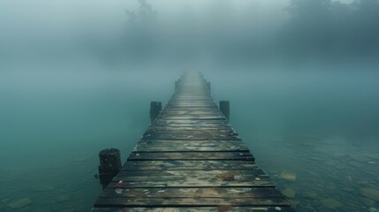 A foggy bridge over a body of water - Powered by Adobe