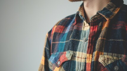 Obraz premium A man wearing a plaid shirt with a beard
