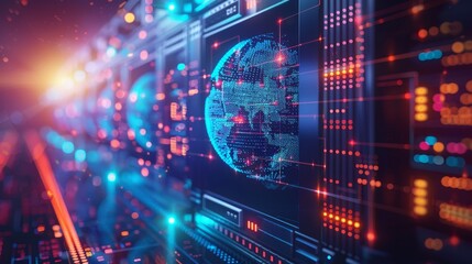 Fototapeta premium Technology and Innovation: A 3D vector illustration of a data center