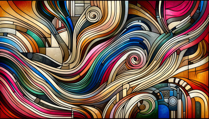 Rhythmic Essence: Creative Abstract Mosaic with Musical Notes and Multicultural Vibrancy