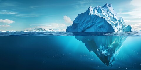 Majestic Iceberg Floating in the Antarctic Sea Under a Clear Blue Sky