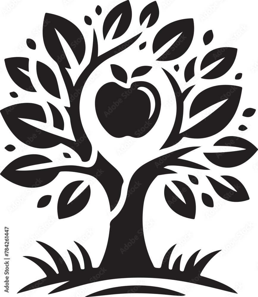 Wall mural Apple tree vector logo icon  silhouette  (136).eps