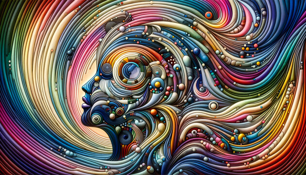 Harmonious Colorful Abstract with Whimsical Swirls and Spirals in Digital Art