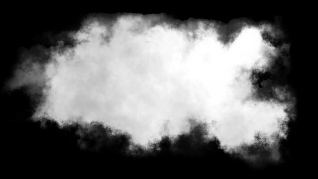 black and white waving cloud with transparent background animation 