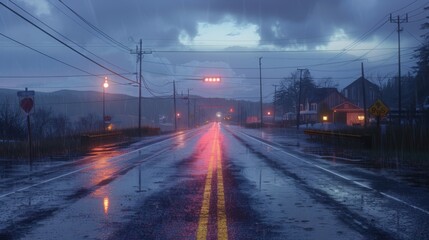 Obraz premium photorealistic highway on town background Generated with Ai tools