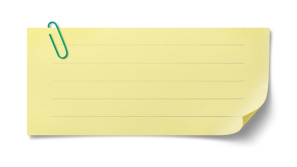 クリップが付いた横罫のあるメモ