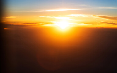 Fototapeta na wymiar Aerial view of beautiful sunset