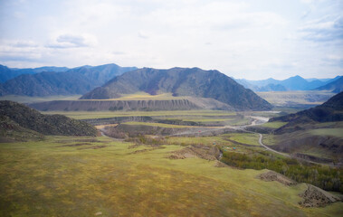 Photo of Photo of high river terraces of the Katun and Bolshoy Yaloman rivers in Altai.  This place is famous for its ancient burial sites. - 784264085