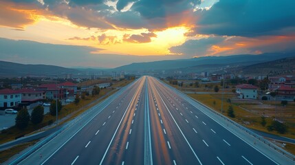 photorealistic highway on town background Generated with Ai tools