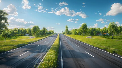 Fototapeta premium photorealistic highway on town background Generated with Ai tools