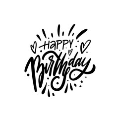 Happy Birthday lettering phrase in black vector art.