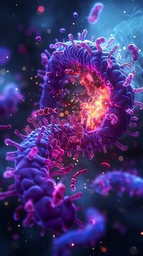 Pancreatic enzyme action in food digestion animation