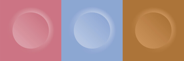 Set of abstract 3d beige, different color circle frame design for cosmetic product. Collection of trendy color geometric background with copy space. Top view scene. Vector EPS10