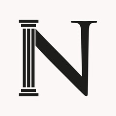 Letter N Law Logo Concept With Pillar Symbol