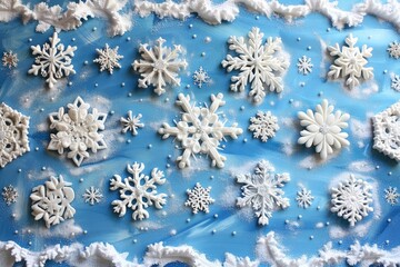 Pristine white snowflakes unique and intricate