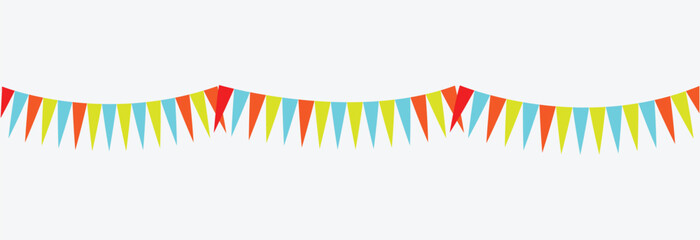 Carnival garland with flags. Vector party flags in pastel palette Festive multicolored buntings for holiday design. party flags isolated on white background. eps10 - obrazy, fototapety, plakaty