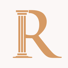 Letter R Law Logo Concept With Pillar Symbol