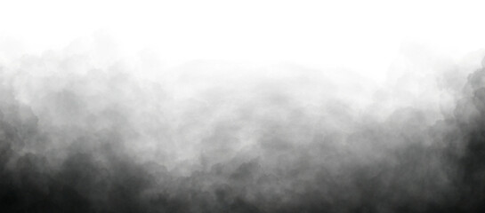 Black dark smoke isolated against a transparent background