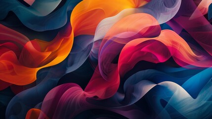 Rich, colorful layers of abstract shapes overlap to form a deep, luxurious visual experience - obrazy, fototapety, plakaty