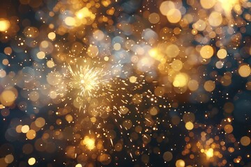 4K New year's eve fireworks celebration fireworks background. shining fireworks bokeh lights in the night sky. Birthday, Anniversary, Holiday, Party, Invitation, Christmas, festival.  - obrazy, fototapety, plakaty