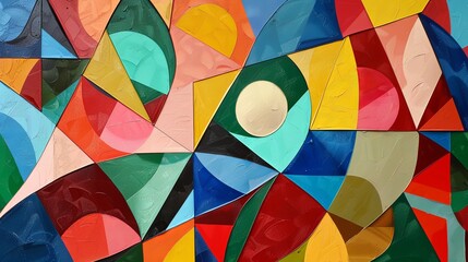 Fototapeta premium Mosaic of overlapping geometric figures, their varied sizes and colors creating an illusion of space