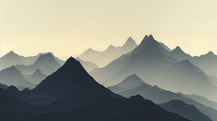 Clean lines forming a minimalist mountain range - obrazy, fototapety, plakaty