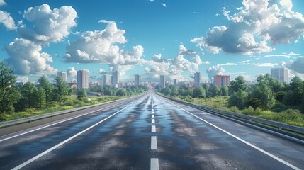 photorealistic highway on town background Generated with Ai tools