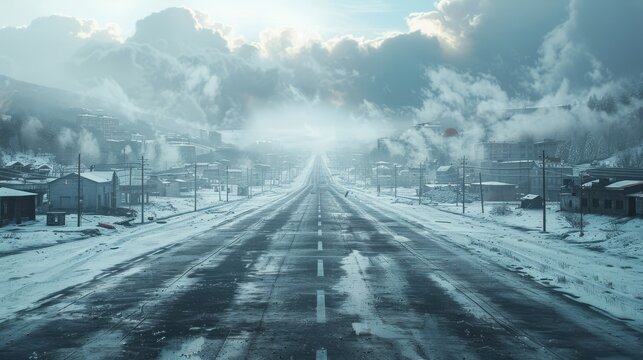 photorealistic highway on town background Generated with Ai tools