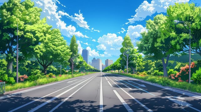 photorealistic highway on town background Generated with Ai tools