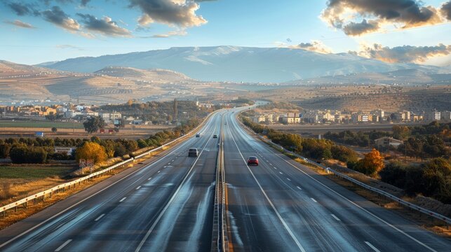 photorealistic highway on town background Generated with Ai tools