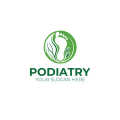 PODIATRY LOGO, FOOT HEALTH, FOOT JOINT HEALTH, FOOT CARE. VECTOR ILLUSTRATION