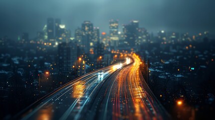 Fototapeta premium photorealistic highway on town background Generated with Ai tools