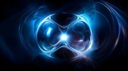 Obraz premium Cosmic Blue Plasma Explosion in Glowing Fractal Tunnel of Quantum Energy and Time
