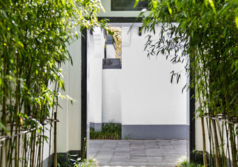 Empty path in Chinese style courtyard