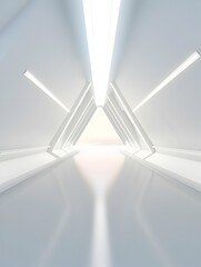 Ethereal Architectural Abstraction:Boundless Illumination within a Futuristic Geometric Corridor