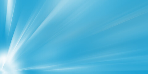 Blue abstract background divergent rays of light zoom blurred in motion flat graphics copy space