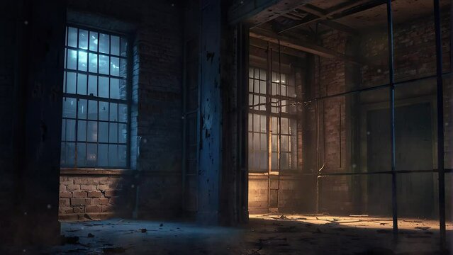 Explore the eerie corridors of an old abandoned prison through this haunting 4K looping video, where shadows dance in the silence of abandonment