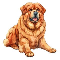 tibetan mastiff vector illustration in watercolour style - obrazy, fototapety, plakaty