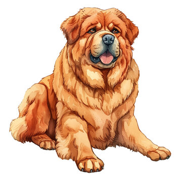 tibetan mastiff vector illustration in watercolour style