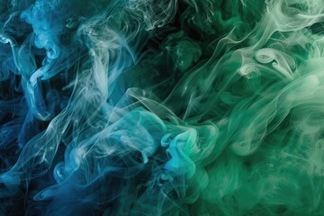 Sapphire and emerald smoke intertwining like precious stones in mist